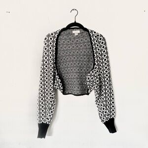 Maeve Anthropologie Black White Shrug Cardigan Size S